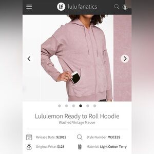 Lululemon Athletica Washed Vintage Mauve Hoodie